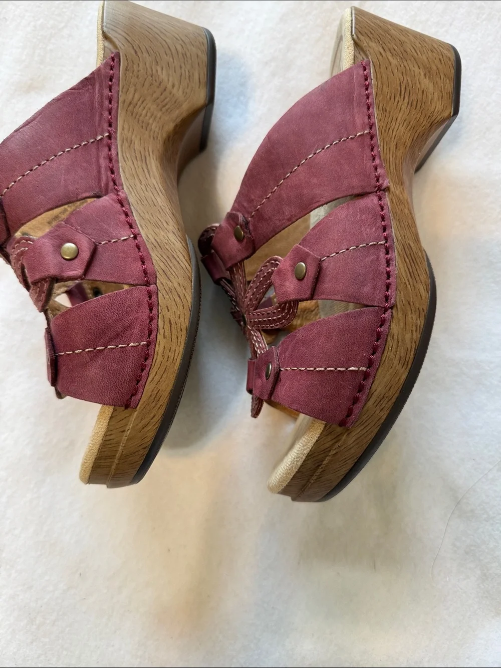 Dansko Lavendar Leather Slide Sandals Floral Cutout Comfort Clogs 38 7.5/8